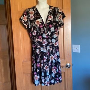 Torrid black floral faux wrap dress